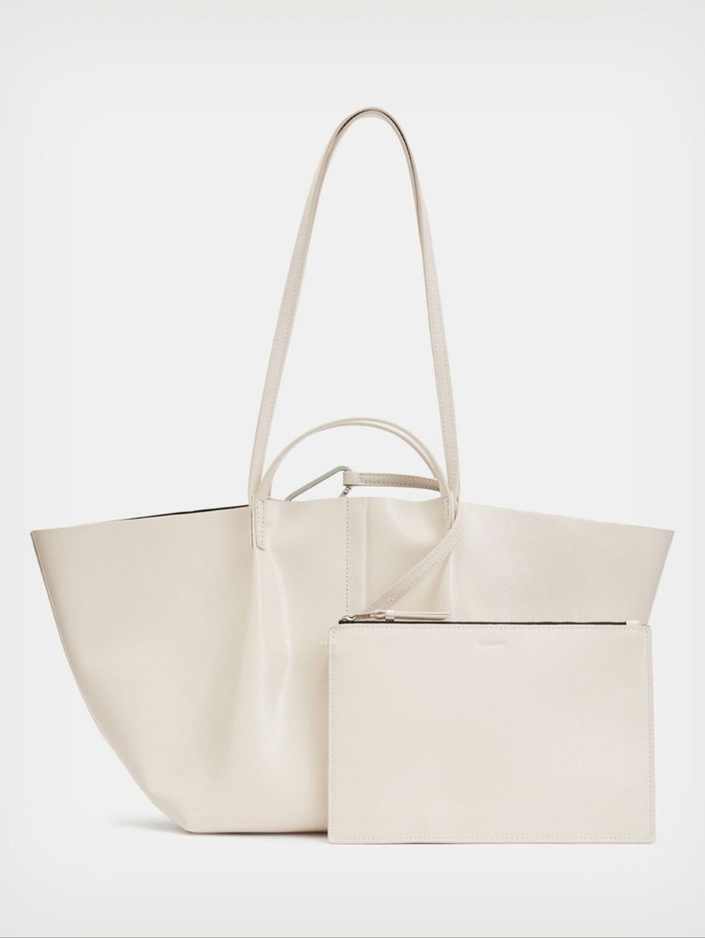 All Saints Odette East West Tote In White Leather